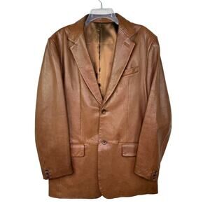 Flawed Banana Republic Mens Brown Leather Blazer Sport Coat Two Button Sz 42R